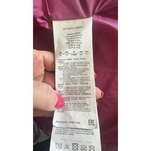 Emporio Armani EA7 Down Puffer Jacket Funnel Neck Hooded sz S Fuchsia Pi… - Picture 12 of 12